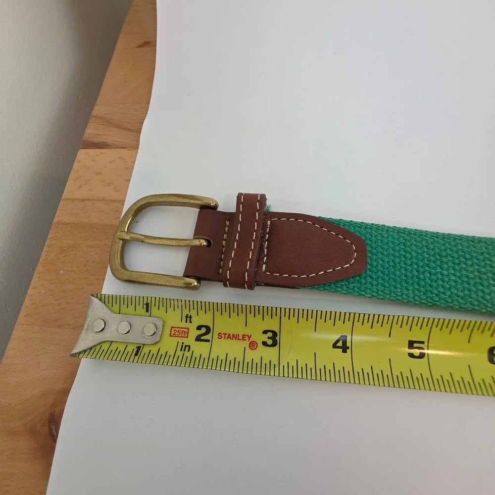 YRI Green Canvas Leather Belt 38 USA Brass Buckle Northland Country Club Mn 1899